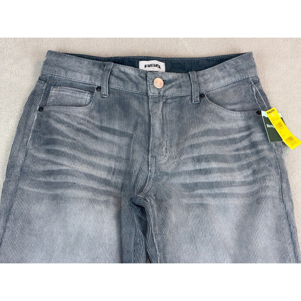 RSQ Women's 26X27 Grey Corduroy Straight Leg Jeans Size 12 Adjustable Waist NWT